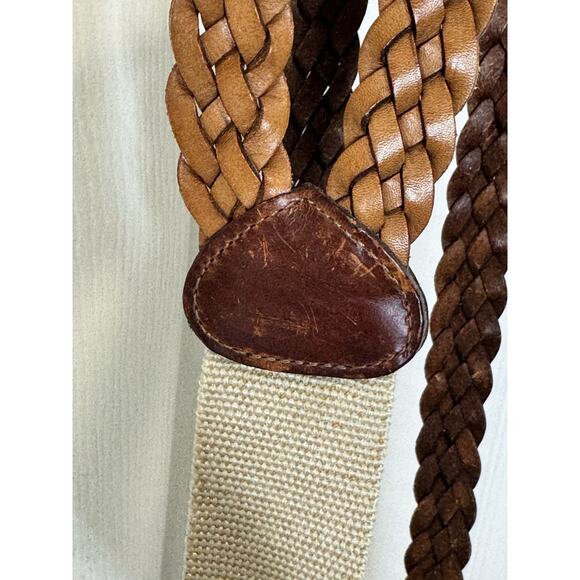 Brighton Brown Woven Leather Suspenders With Button Hooks One Size USA - Picture 8 of 9